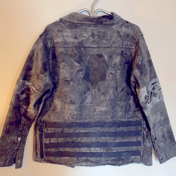 🦊 FOX & VIXEN || HANDMADE VINTAGE || Black Waxed Acid-washed Long Sleeve Jacket - Picture 9 of 16